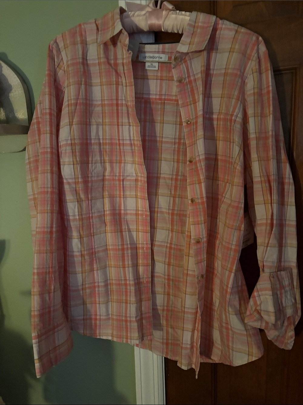 Liz Claiborne Pastel Plaid Button-Down Shirt